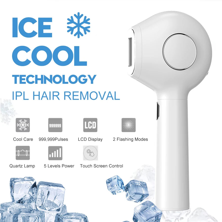 999,999 Flashes IPL Hair Removal Laser for Women Home Care with Ice Cooling Permanent and Painless in English