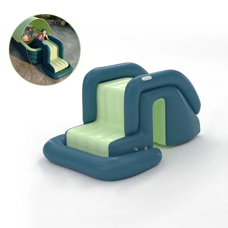 Summer Accessories Green PVC Durable Outdoor Inflatable Swimming Pool with Slide and Sunshade Canopy